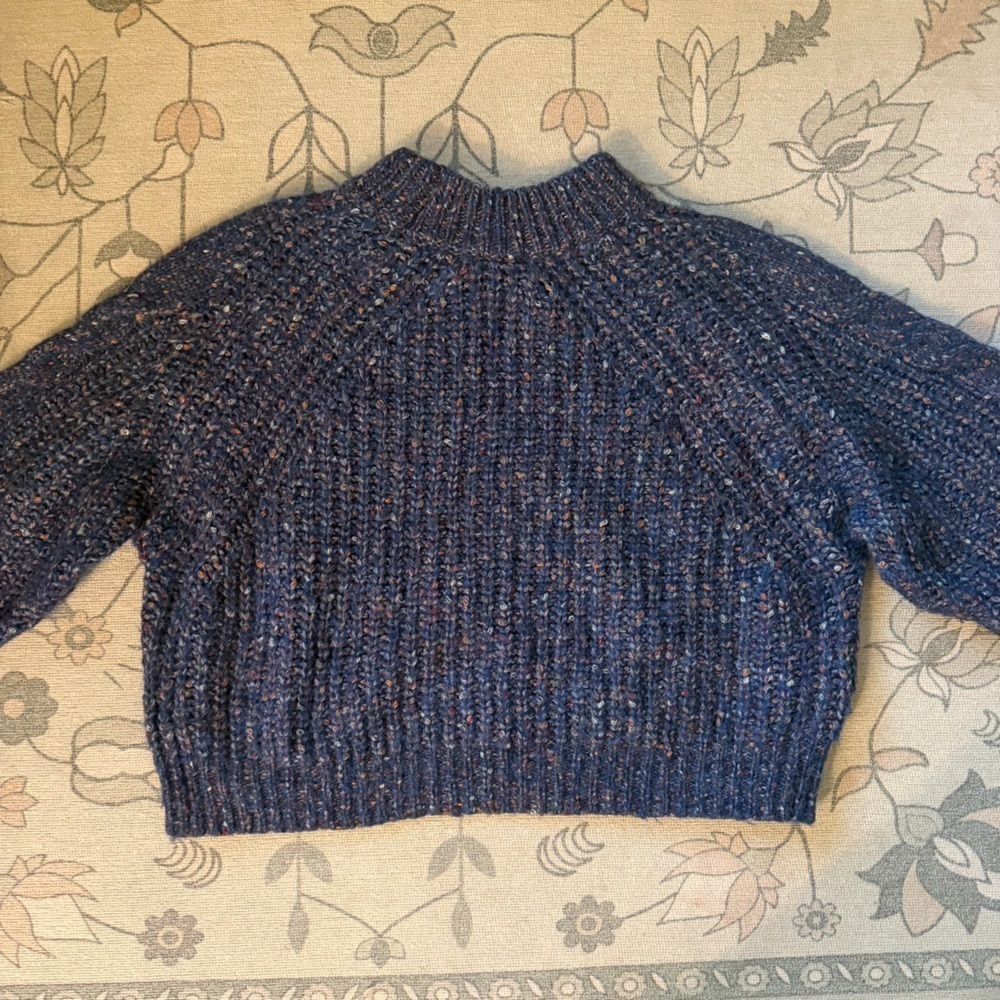 Dreamers women’s fleck cable knit sweater in navy blue size small cropped - Picture 2 of 5